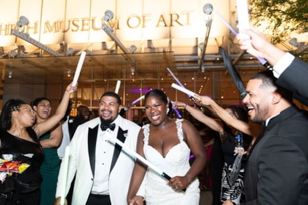 A couple celebrates their wedding day at the High Museum of Art in Atlanta on Saturday, May 4, 2024. (Courtesy)