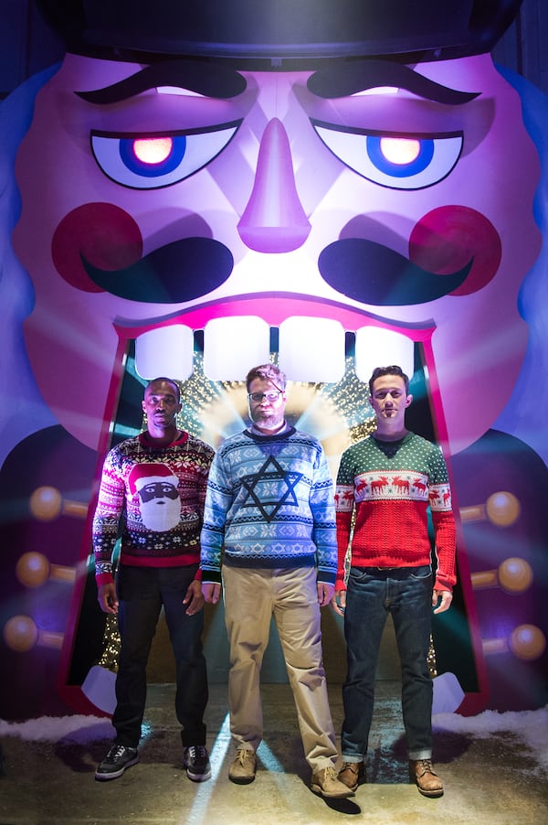 L-r, Anthony Mackie, Joseph Gordon-Levitt and Seth Rogen star in Columbia Pictures' "The Night Before."