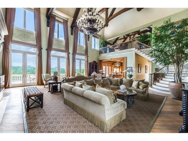 The great room overlooks the pool and beyond that, the Atlanta skyline. Photos: Atlanta Fine Homes Sotheby's International Realty