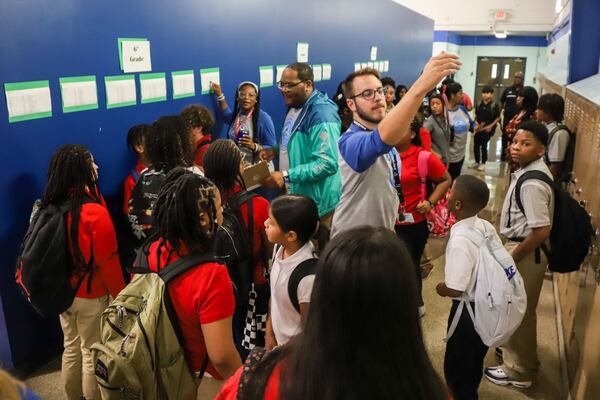 FILE: Teachers help students find their schedules on the first day of school at Dalewood Middle School on Wednesday, August 9, 2023. (Photo Courtesy of Olivia Ross)