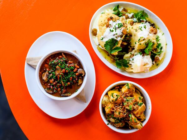 You can put together your own veggie plate at Field Day with (clockwise from top) cauliflower, hakurei turnips and Sea Island peas. CONTRIBUTED BY HENRI HOLLIS