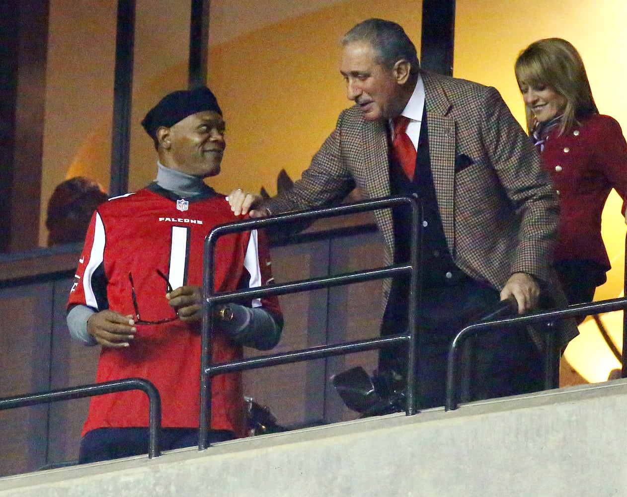 Falcons owner Arthur Blank and actor Samuel L. Jackson