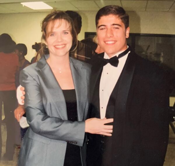 Lopez-Cepero with his Duluth High School theater teacher Rebecca Houser, who he calls “a major inspiration.”