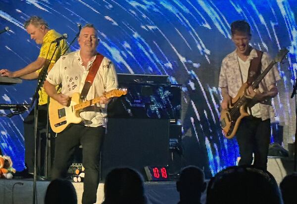 The Barenaked Ladies while performing "The Big Bang Theory" theme song at Atlanta's Chastain Amphitheatre June 30, 2023. RODNEY HO/rho@ajc.com