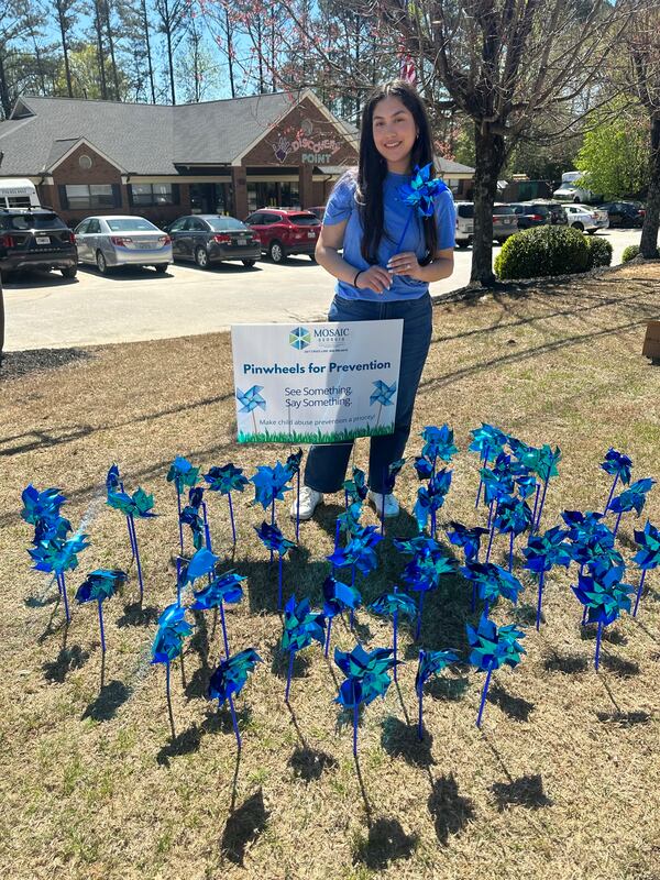 Mosaic Georgia planted “Pinwheel Gardens” in various childcare centers in Gwinnett County during April to bring awareness of child abuse. Photo courtesy of Mosaic Georgia