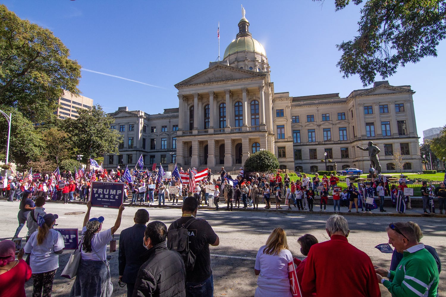 Demonstrate against the election being stolen from President Trump