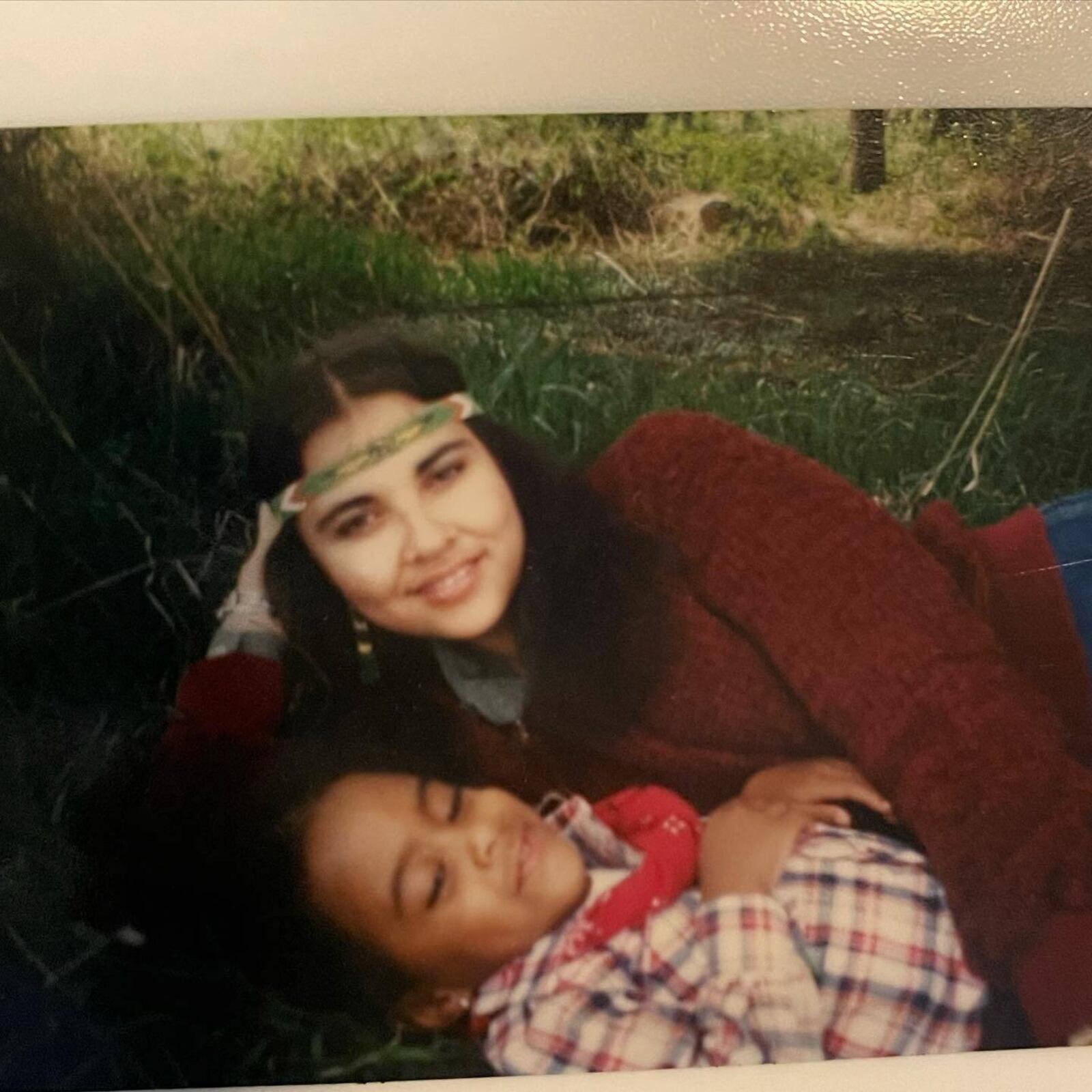 Yonasda Lonewolf and her mother Waunita on the Pine Ridge, South Dakota reservation. Courtesy of Yonasda Lonewolf