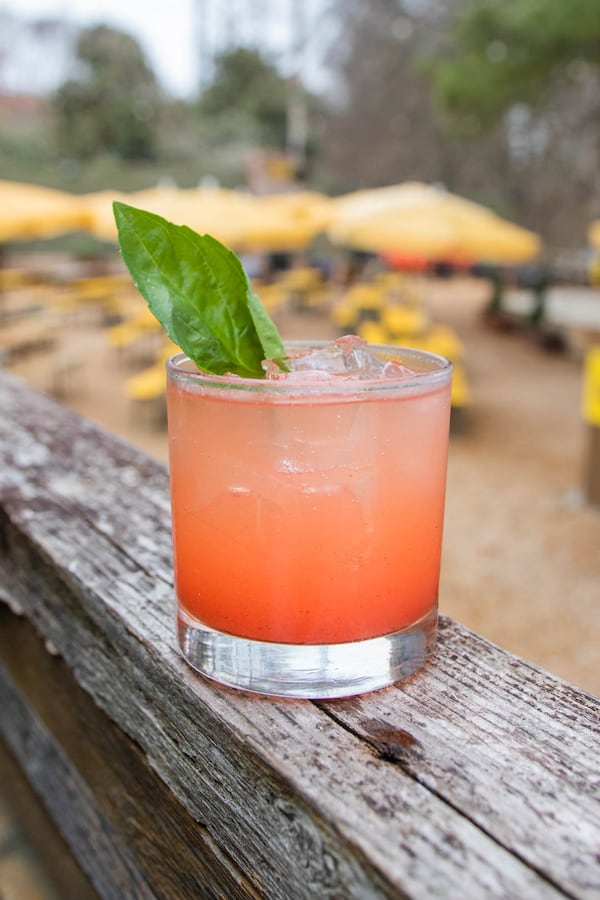 Ladybird Grove and Mess Hall's flower pepper cocktail has a strawberry and Sichuan peppercorn shrub mixed with gin. Courtesy of Ladybird Grove and Mess Hall