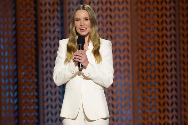 Kristen Bell speaks during the 31st annual Screen Actors Guild Awards on Sunday, Feb. 23, 2025, at the Shrine Auditorium in Los Angeles. (AP Photo/Chris Pizzello)