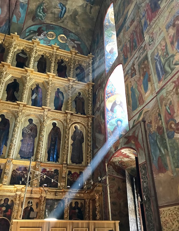 "The light, colors and shadows on the frescoes inside this church in Sergiyev Posad were exquisite and remain one of the highlights of our trip to Moscow in May 2019." wrote Valerie and Charles Surasky.