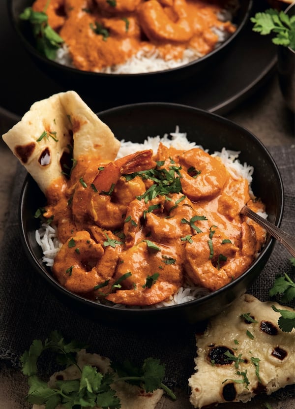 Indian Coconut Shrimp Curry from “Delicious Tonight” by Nagi Maehashi is a fast, flavor-packed, healthful spinoff of the rich Indian classic, butter chicken. (Photography by Nagi Maehashi)