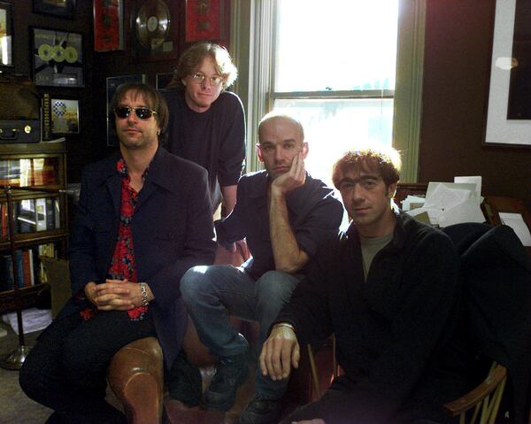 The original members of the band R.E.M. are Peter Buck (from left), Mike Mills, Michael Stipe and Bill Berry. The Athens group delivered a surprise reunion performance during their induction ceremony for the Songwriters Hall of Fame on June 13, 2024. Photo credit: AJC Staff Photo/Celine Bufkin