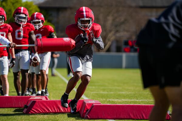 Georgia running back Trevor Etienne during a practice session.