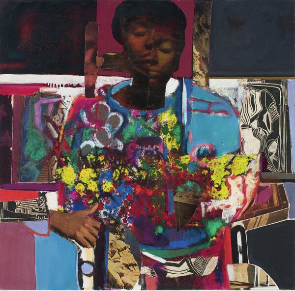 Artist and art historian David Driskell created this oil and collage work in 1972, was influenced by the Black Arts Movement of the late 1960s and early 1970s, which emphasized themes tied to an appreciation of the African origins of Black Americans.