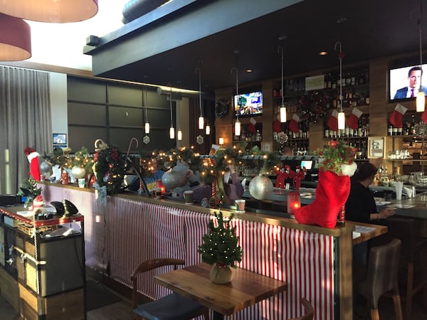 The interior of Santa's Bar at Noble Fin.