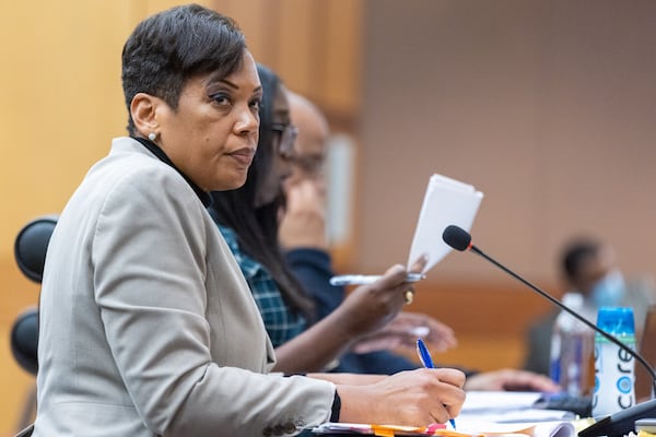 Fulton County Deputy District Attorney Adriane Love is seen in court during the ongoing “Young Slime Life” gang trial in Atlanta on Tuesday, October 31, 2023. (Arvin Temkar / arvin.temkar@ajc.com)