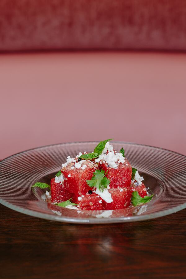 The watermelon salad at Atrium is served with a spicy vinaigrette. Courtesy of Sterling Graves