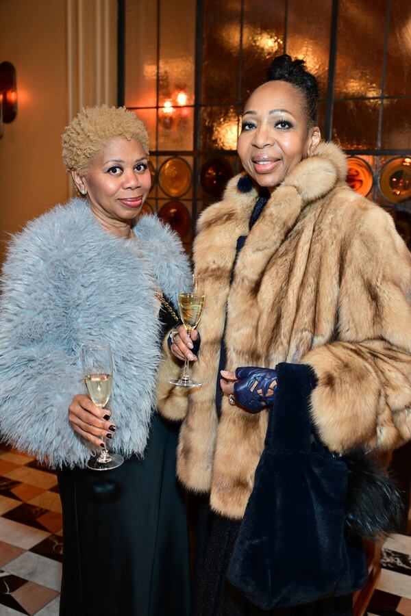 Author Leisa Davis and cosmetologist Cynthia Craig are seen at the January grand opening of Brasserie Margot. (Courtesy of Kimberly Evans)