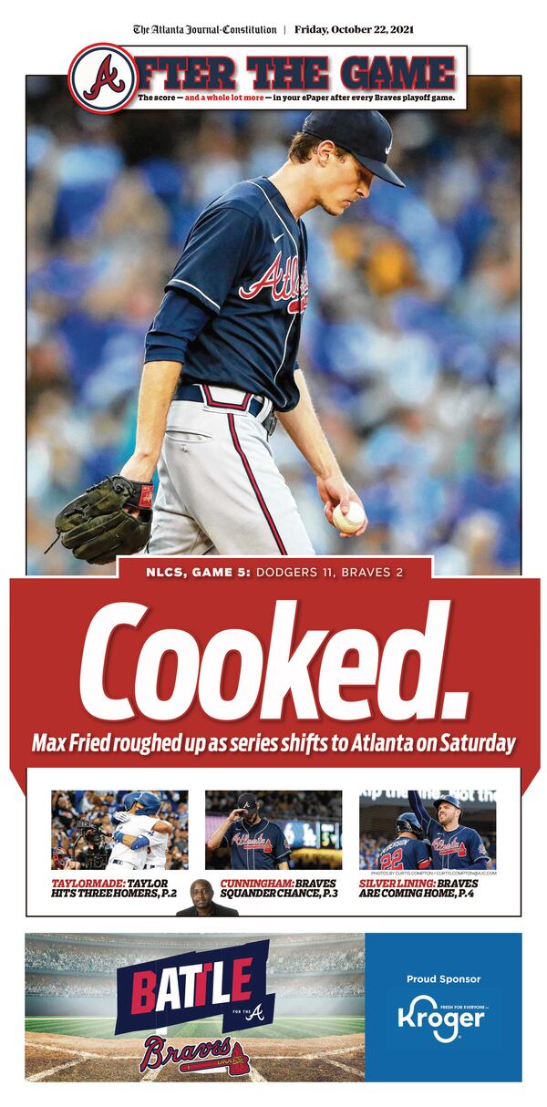 ‘Cooked.’ – Atlanta Braves game section in today’s ePaper