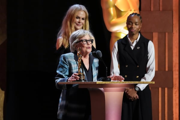 Juliet Taylor accepts an Honorary Award during the 15th Governors Awards on Sunday, Nov. 17, 2024, at The Ray Dolby Ballroom in Los Angeles. (AP Photo/Chris Pizzello)