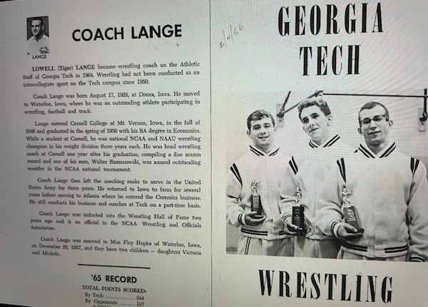 Information on Georgia Tech Wrestling from 1965-66.