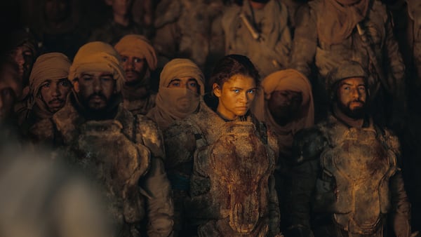 Zendaya in a scene from “Dune: Part Two.” (Courtesy of Warner Bros. Pictures/TNS)