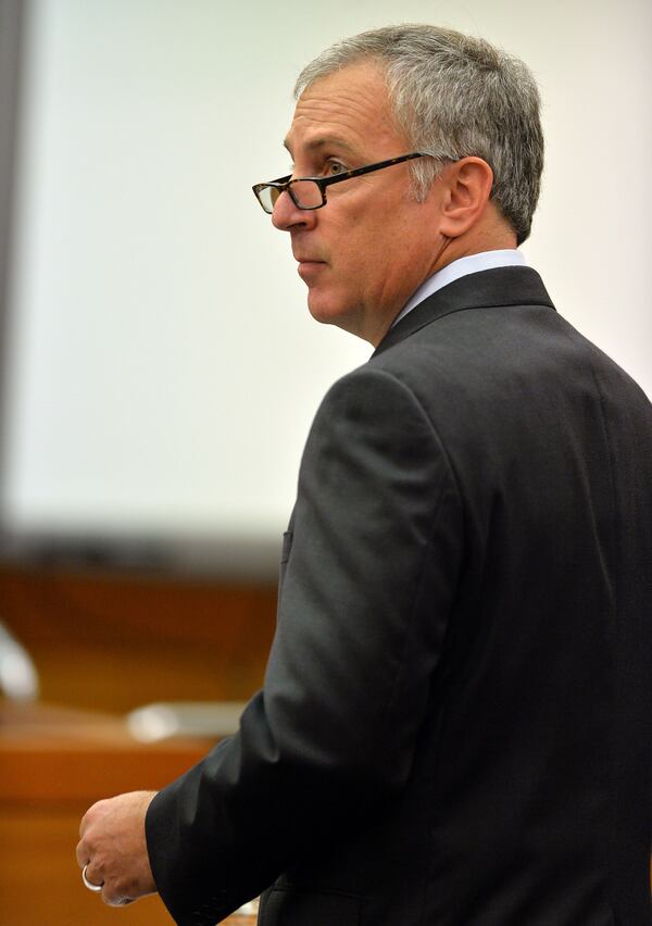 Defense attorney Robert Rubin argues before Fulton County Superior Court Judge Jerry Baxter, contending that African Americans are under-represented in the jury pool for the Atlanta Public Schools cheating case. (KENT D. JOHNSON / KDJOHNSON@AJC.COM)