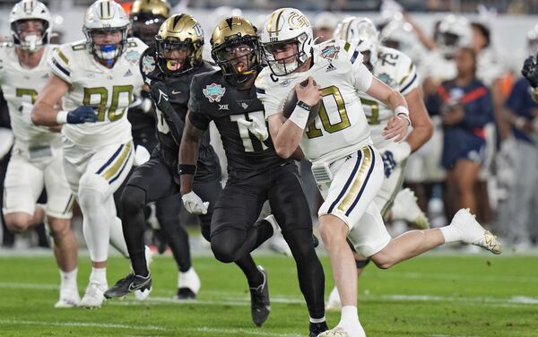 Georgia Tech QB Haynes King during the 2023 Gasparilla Bowl victory over Central Florida.