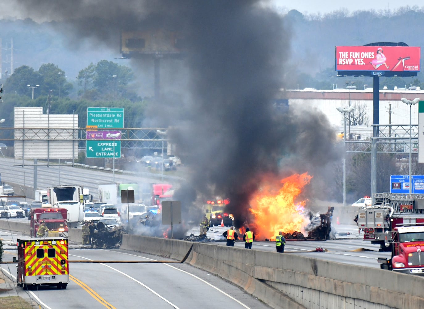 PHOTOS: I-85 fire in Gwinnett 2020