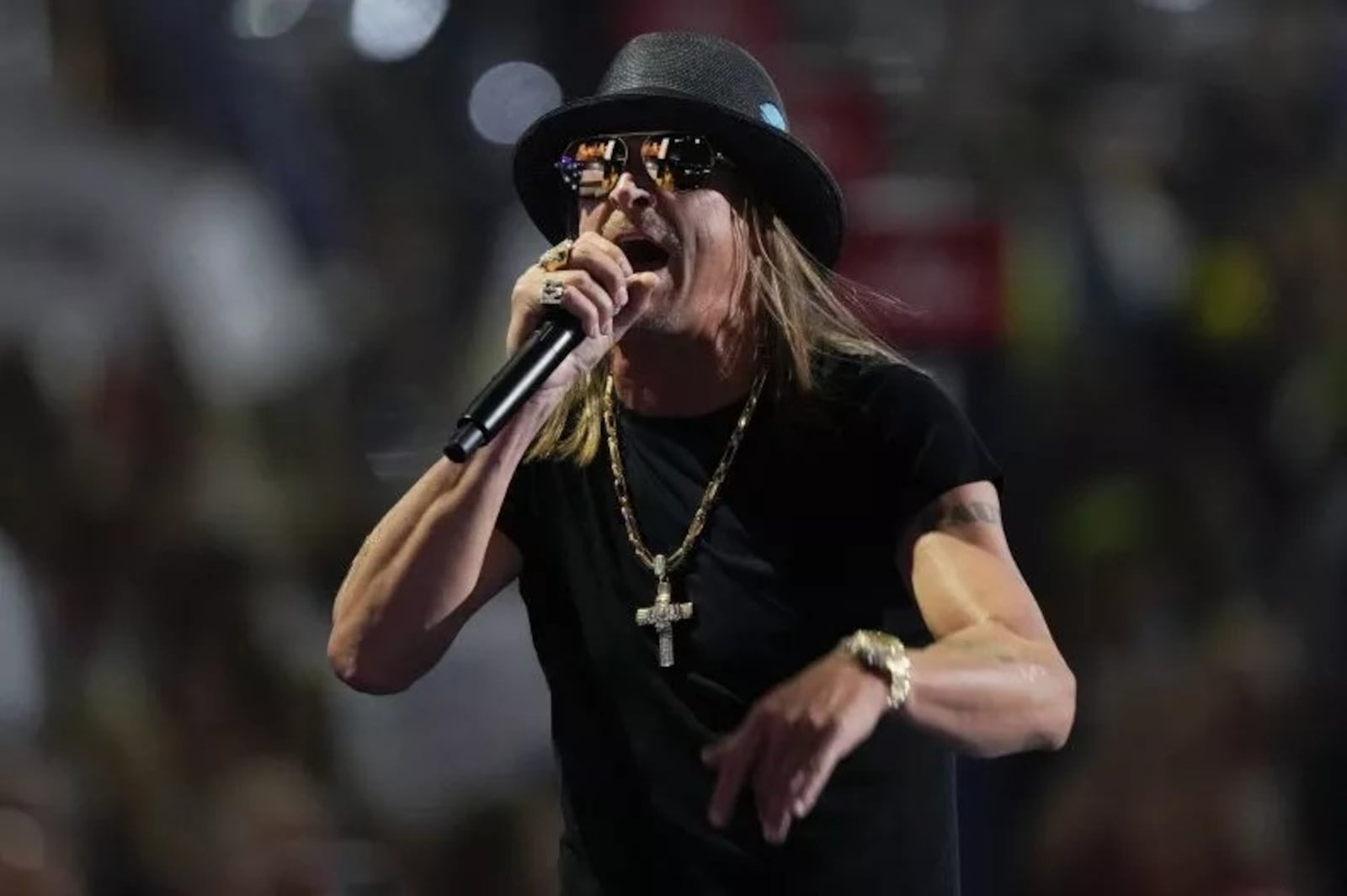 Kid Rock performs during the Republican National Convention Thursday, July 18, 2024, in Milwaukee. AP Photo/Matt Rourke