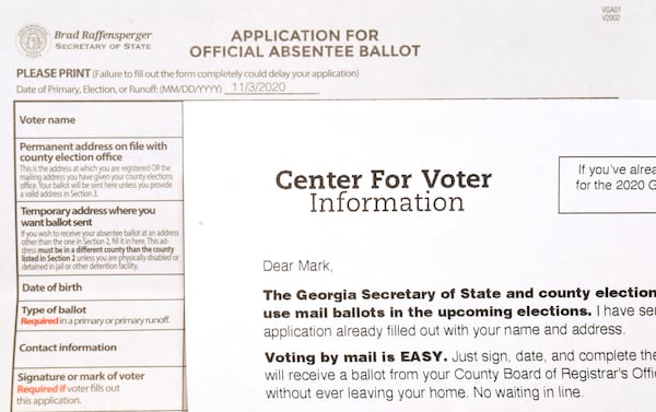 Groups such as the Center for Voter Information and the Voter Participation Center have mailed over 2.2 million pre-filled absentee ballot application forms to Georgia voters.