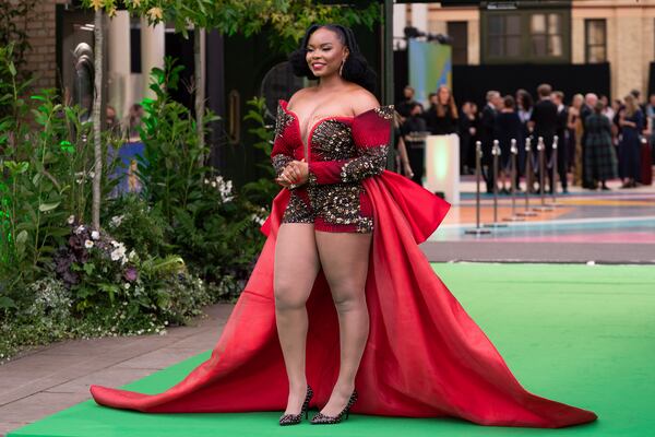 Yemi Alade poses for photographers upon arrival at The Earthshot Prize Awards Ceremony, in London, Sunday, Oct. 17, 2021. She'll perform in Atlanta Labor Day weekend as part of Global Black Pride. (AP Photo/Scott Garfitt)