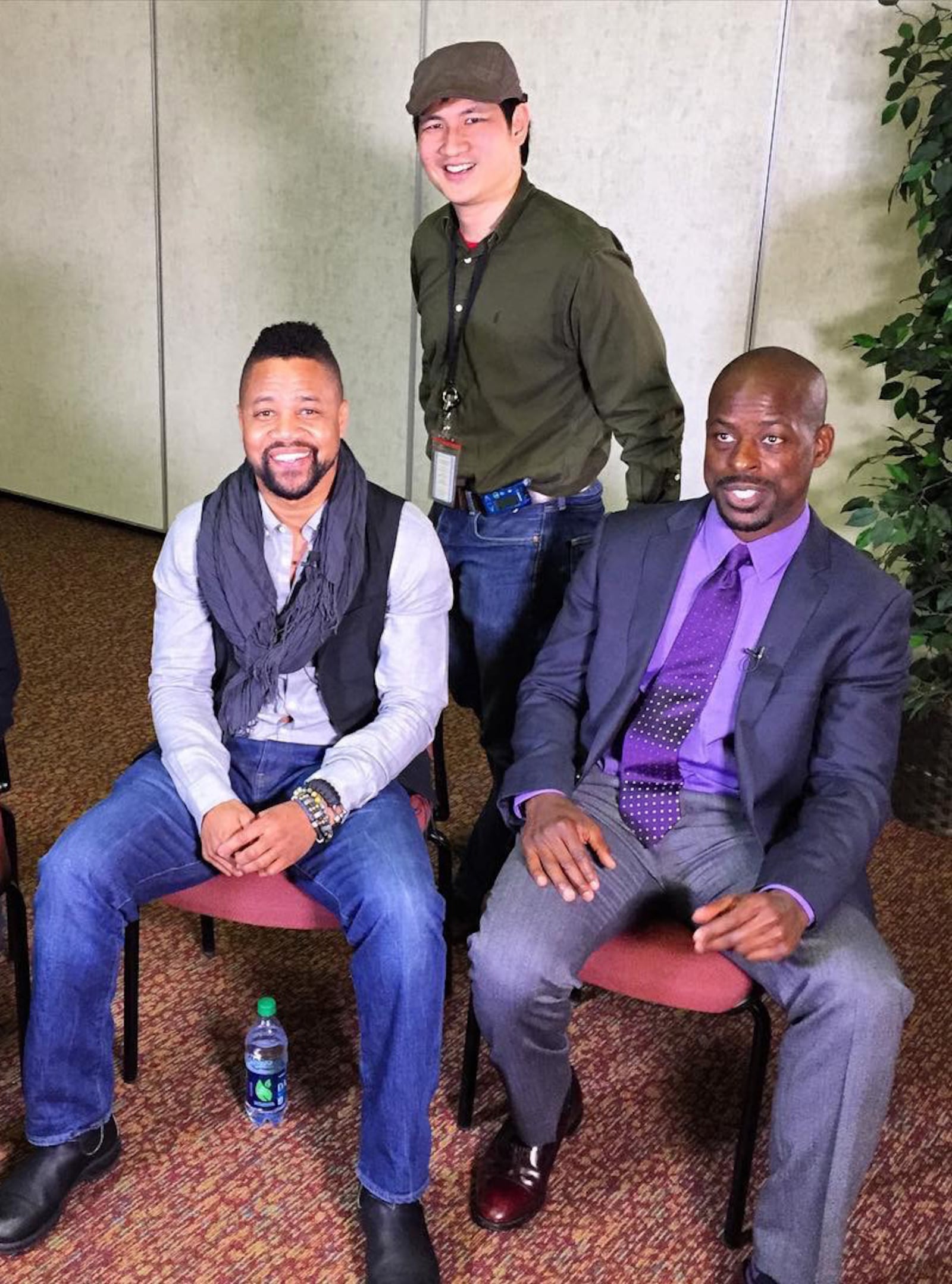 Cuba Gooding Jr. and Sterling K Brown with me at Morehouse College Tuesday March 1, 2016. CREDIT: Helen K Ho