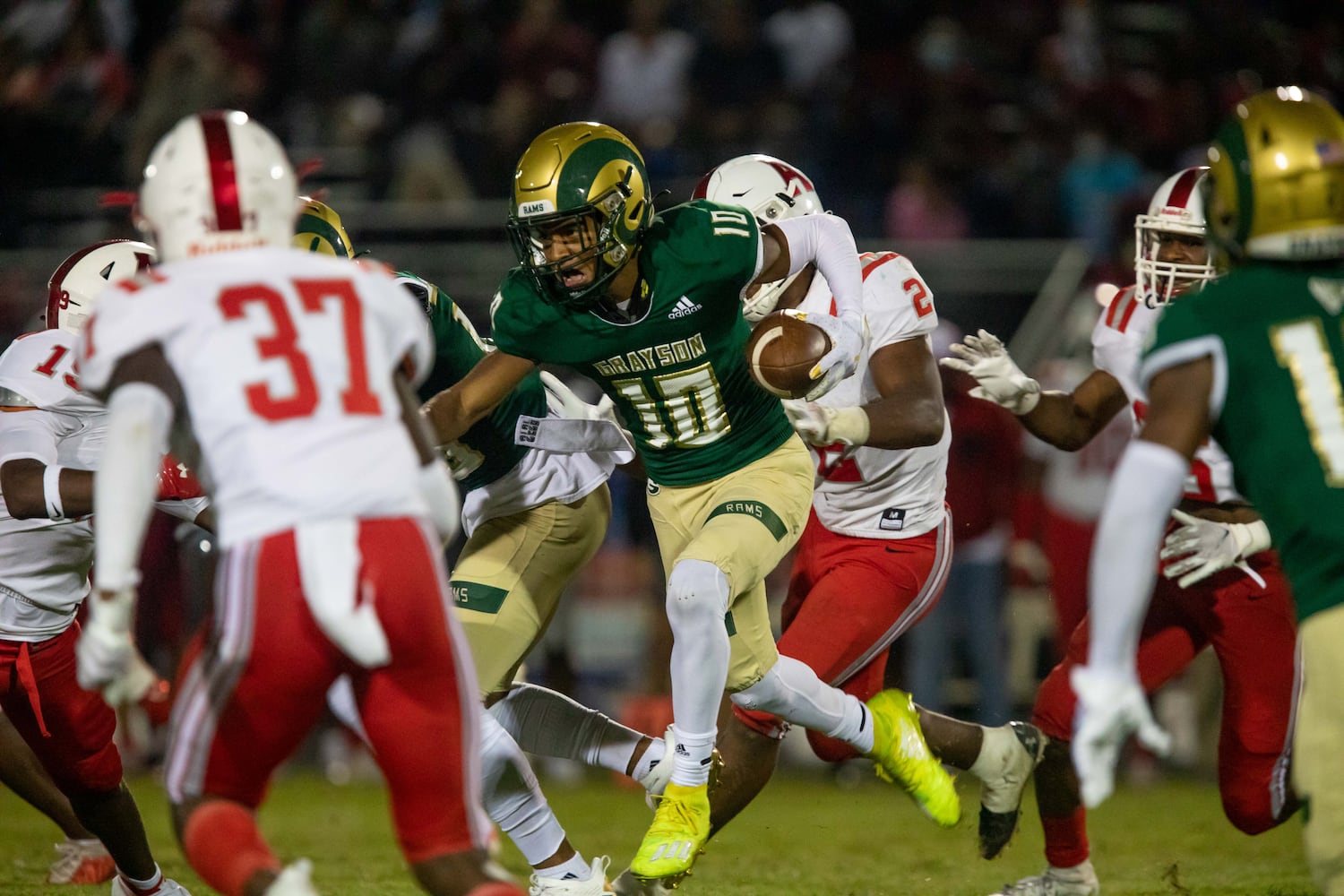 Grayson's Caden High (10) runs the ball during a GHSA high school football game between Grayson High School and Archer High School at Grayson High School in Loganville, GA., on Friday, Sept. 10, 2021. (Photo/Jenn Finch)