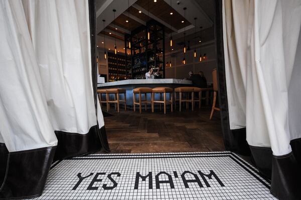 'Yes Ma'am" in tile at the entrance welcomes diners at Southern Gentleman. (BECKY STEIN PHOTOGRAPHY.COM)