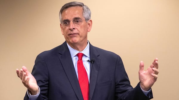 Secretary of State Brad Raffensperger is continuing his statewide tour of civic organizations to say, once again, the 2020 elections were not stolen. (Katelyn Myrick/AJC)