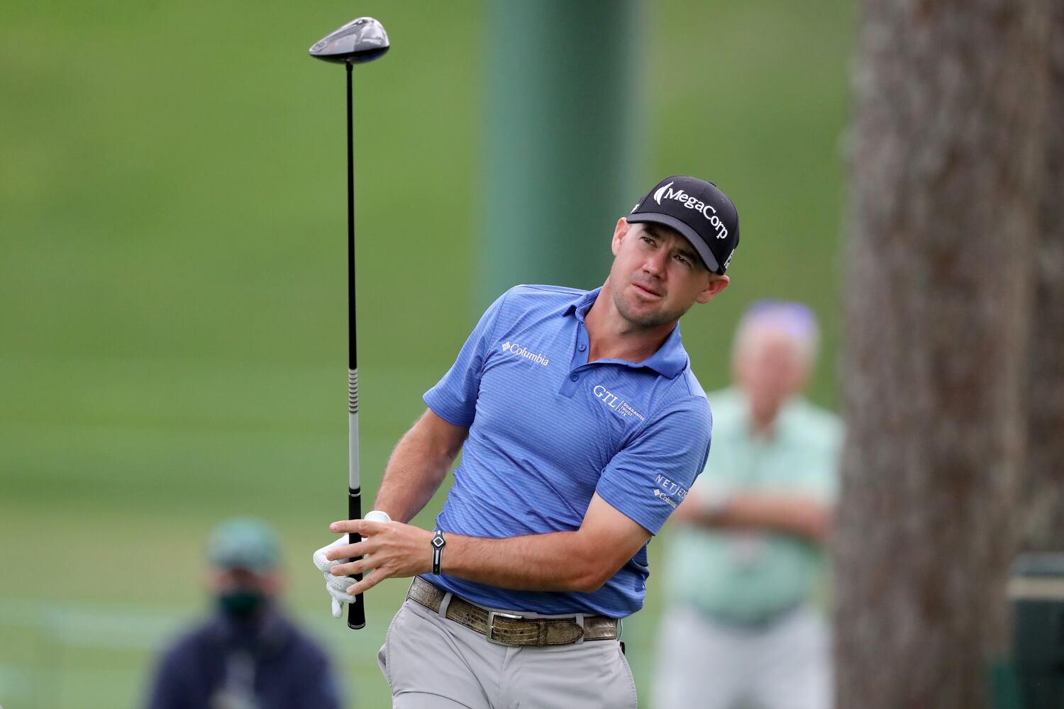 April 9, 2021, Augusta: Former Georgia golfer Brian Harman tees off on the seventeenth hole during the second round of the Masters at Augusta National Golf Club on Friday, April 9, 2021, in Augusta. Curtis Compton/ccompton@ajc.com