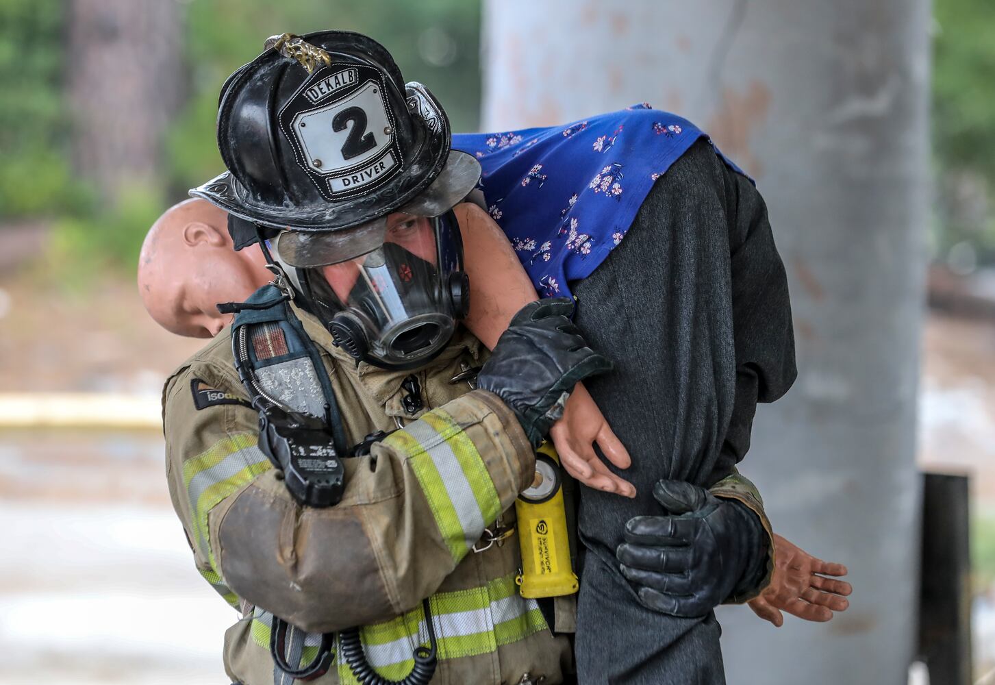 Firefighters from several metro jurisdictions participate in the Atlanta Regional Commission’s Homeland Security & Emergency Preparedness Department's first-ever Atlanta Regional Full-Scale Emergency Training Exercise on Thursday, Oct. 19, 2023.  (John Spink / John.Spink@ajc.com) 