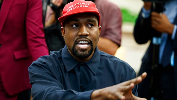 Rapper Kanye West speaks during a meeting in the Oval Office of the White House with President Donald Trump, Thursday, Oct. 11, 2018, in Washington.