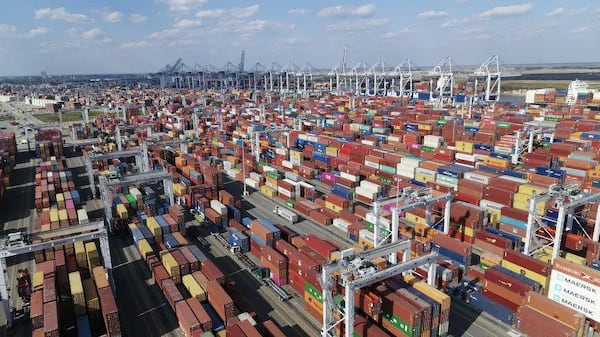 The Port of Savannah was the first container terminal in the Southeast or Gulf Coast to move 5 million twenty-foot equivalent container units in a fiscal year. (Jeremy Polston/Georgia Ports Authority)