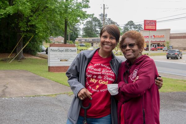 Annie Dixon and her daughter Tanya Dixon attend Sunday services at Peters Chapel in Columbus, Georgia, in April. (Photo Courtesy of Shereen Ragheb)