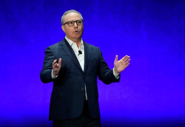 FILE - Alan Bergman, co-chairman of Disney Entertainment, addresses the audience during the Walt Disney Studios presentation at CinemaCon 2023, the official convention of the National Association of Theatre Owners (NATO) at Caesars Palace, Wednesday, April 26, 2023, in Las Vegas. (AP Photo/Chris Pizzello, File)