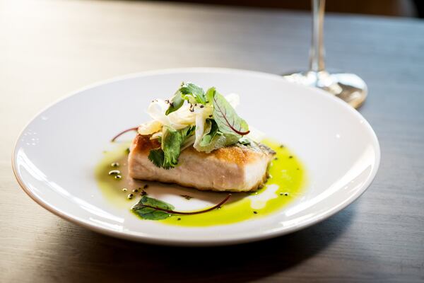  Pan Roasted Market White Fish with citrus segments, shaved fennel, and charred citronette. Photo credit- Mia Yakel.