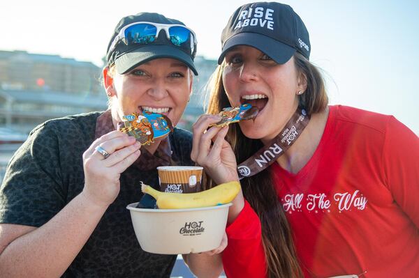 Indulge in goodies at the finish line and party after the Atlanta Hot Chocolate Run.