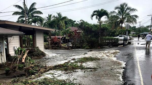 A home in Hilo, Hawaii suffered severe flooding and damage from Hurricane Lane. The city of Hilo, population 43,000, was flooded with waist-high water.