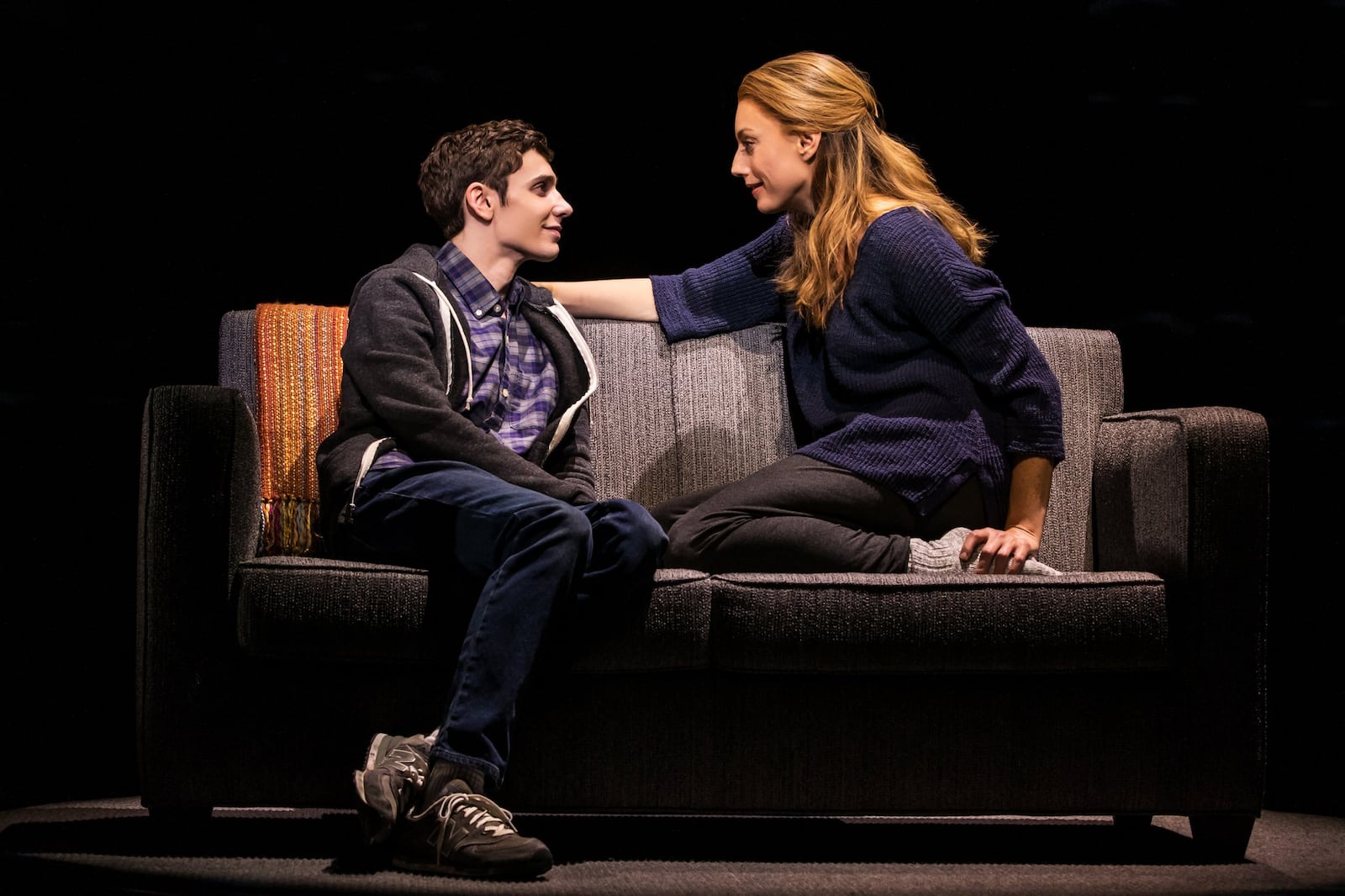 Ben Levi Ross plays Evan Hansen and Jessica Phillips plays his mother, Heidi Hansen, in the touring production of “Dear Evan Hansen.” CONTRIBUTED/MATTHEW MURPHY