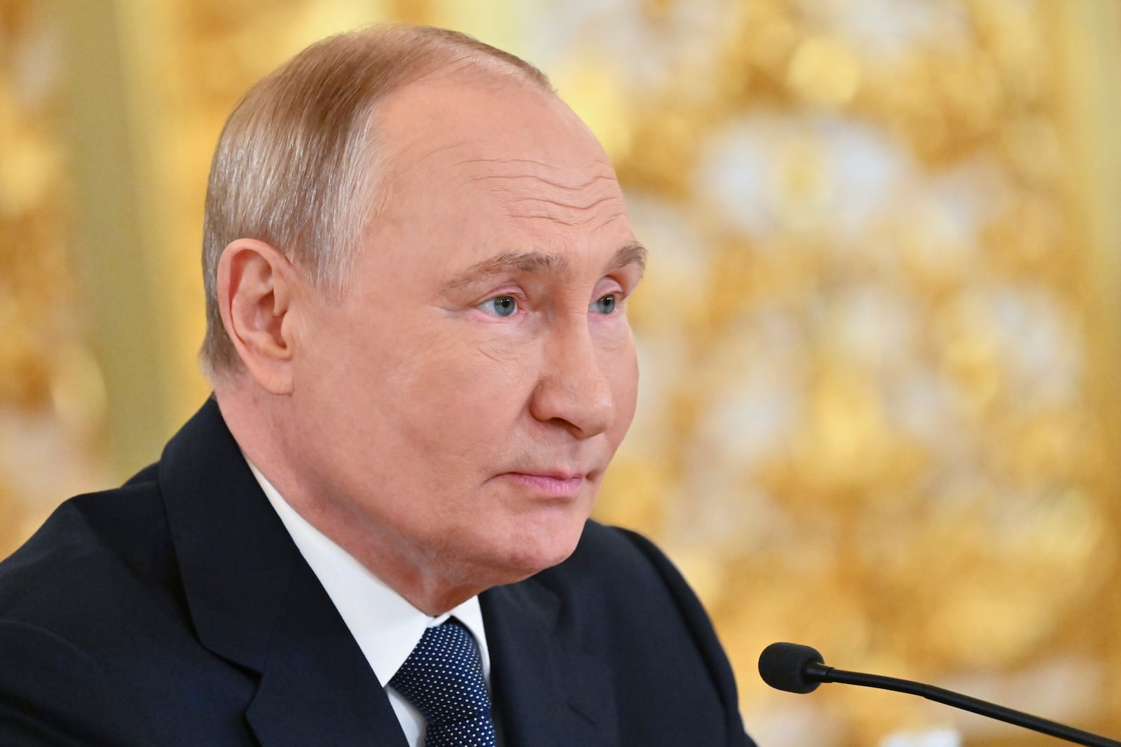 Russian President Vladimir Putin speaks during a meeting of the heads of states of the Commonwealth of Independent States (CIS) at the Kremlin in Moscow, Russia, Tuesday, Oct. 8, 2024. (Kristina Kormilitsyna, Sputnik, Kremlin Pool Photo via AP)