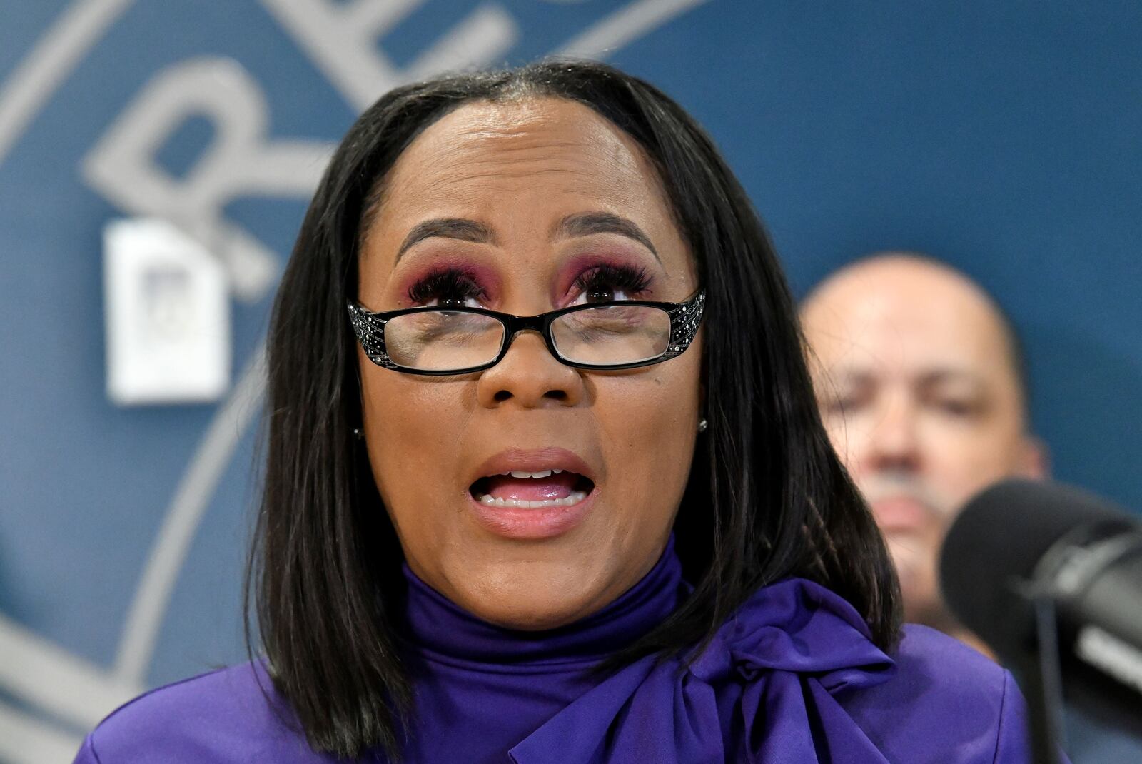 Fulton County District Attorney Fani Willis speaks to members of the press during a press conference on Thursday, August 31, 2023, in Atlanta. (Hyosub Shin / Hyosub.Shin@ajc.com)