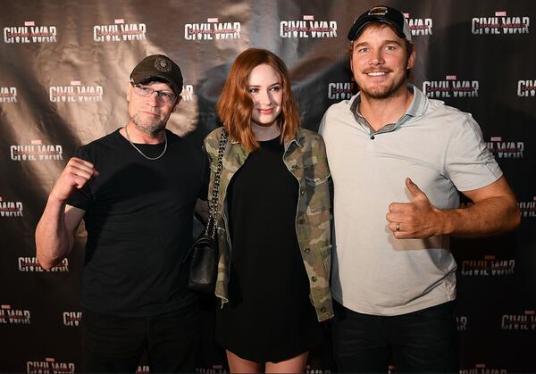 Michael Rooker, Karen Gillan and Chris Pratt at the "Captain America: Civil War" screening. Photo by Paras Griffin/Getty Images for Disney