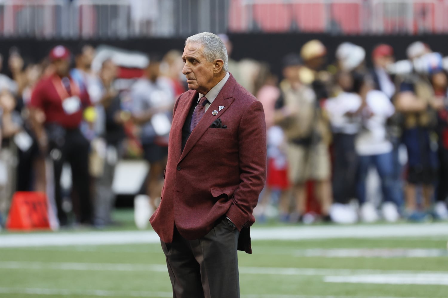 Falcons owner Arthur Blank watches his team before the game Sunday at Mercedes-Benz Stadium. Miguel Martinez / miguel.martinezjimenez@ajc.com